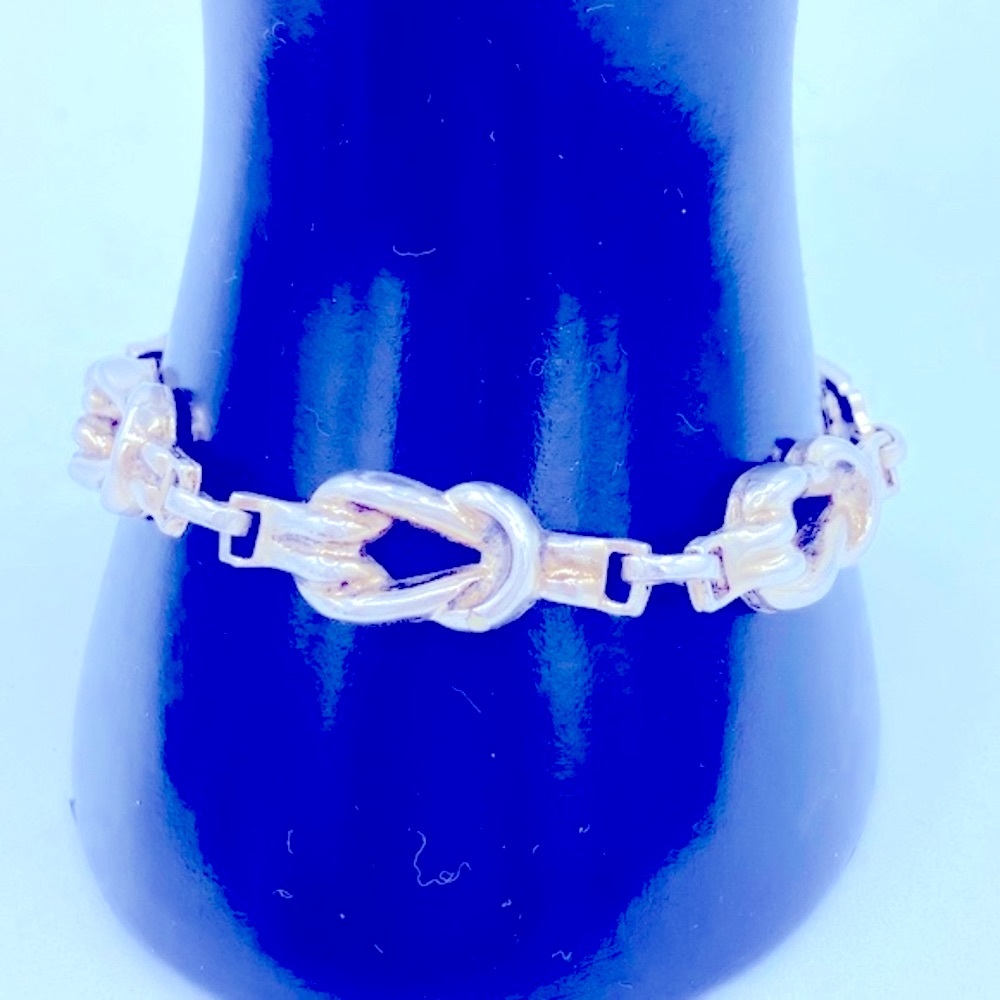 Vintage Barclay Link Bracelet With Interlocking Silver Tone Knots Signed